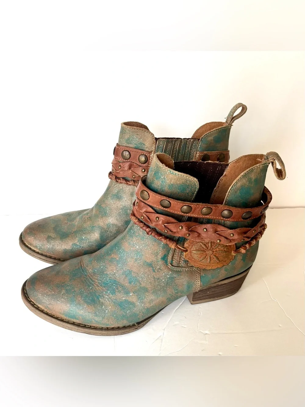 Corral Circle G Green Harness Studded boots 9.5 green cowboy western boho